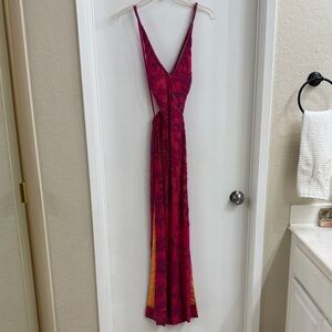 Cache Vibrant Pink Beaded Formal Dress